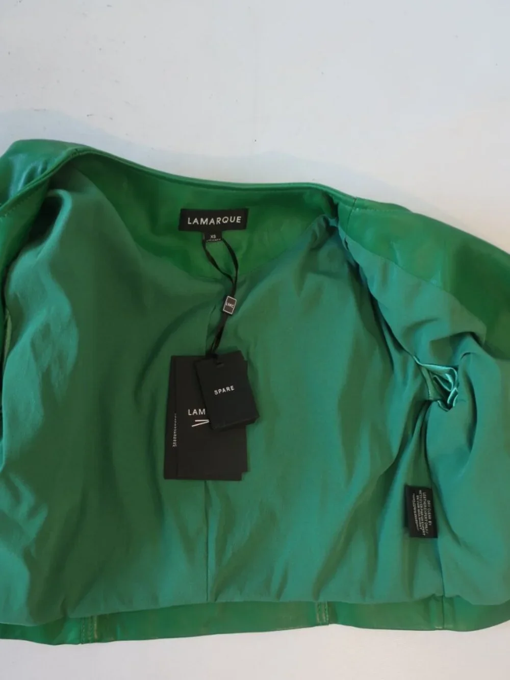 NWT Womens Lamarque Kirsi Green (Item- 309) Lamb Leather Zip Crop Moto Jacket XS
